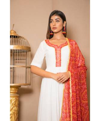 White plain Cotton stitched kurta sets 5