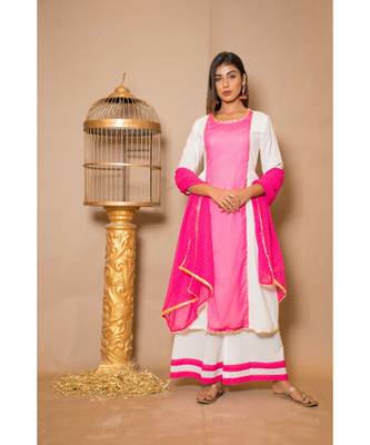 White plain Cotton stitched kurta sets 1