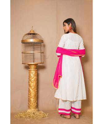 White plain Cotton stitched kurta sets 2