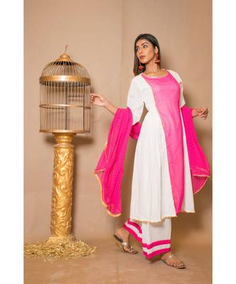 White plain Cotton stitched kurta sets 3