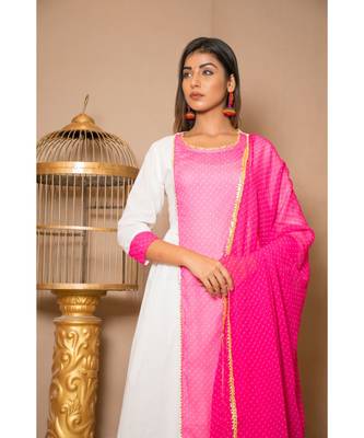 White plain Cotton stitched kurta sets 5
