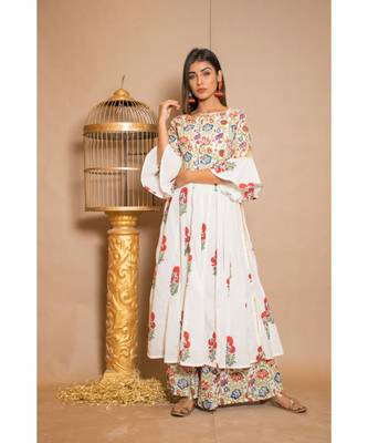 White plain Cotton stitched kurta sets 1