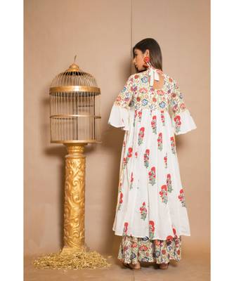 White plain Cotton stitched kurta sets 2