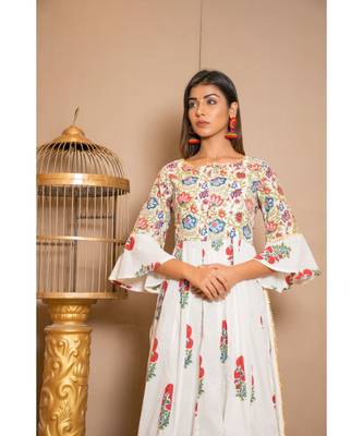 White plain Cotton stitched kurta sets 4