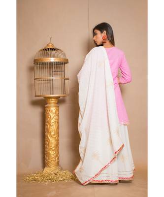 Pink plain Cotton stitched kurta sets 2