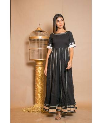 Black plain Cotton stitched kurta sets 1