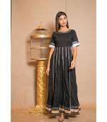 Black plain Cotton stitched kurta sets