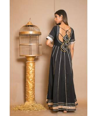 Black plain Cotton stitched kurta sets 2