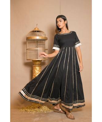 Black plain Cotton stitched kurta sets 3