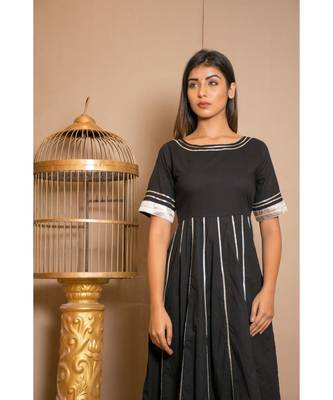 Black plain Cotton stitched kurta sets 5