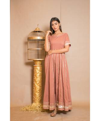 brown plain Cotton stitched kurta sets 1
