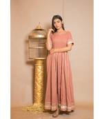 brown plain Cotton stitched kurta sets
