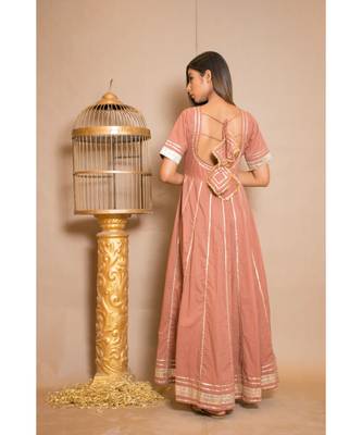 brown plain Cotton stitched kurta sets 2