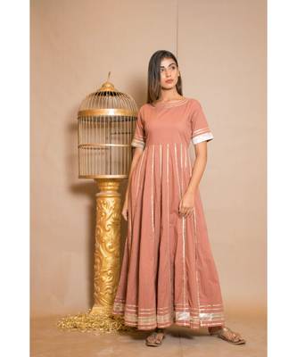 brown plain Cotton stitched kurta sets 3