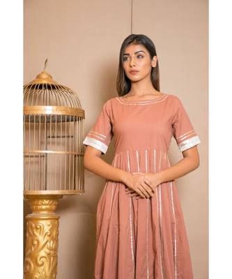 brown plain Cotton stitched kurta sets 5