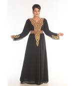 Black Georgette Embroidered Zari_Work Islamic-Kaftans