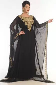 Black Georgette Embroidered Zari_Work Islamic-Kaftans