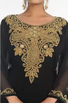 Black Georgette Embroidered Zari_Work Islamic-Kaftans