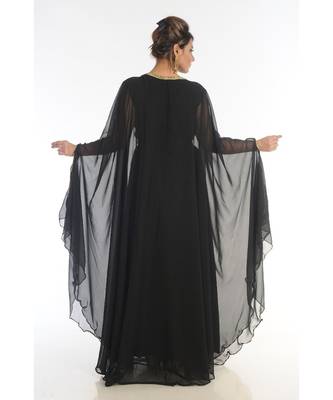 Black Georgette Embroidered Zari_Work Islamic-Kaftans 5