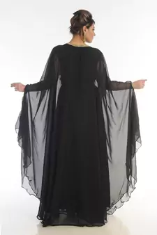 Black Georgette Embroidered Zari_Work Islamic-Kaftans