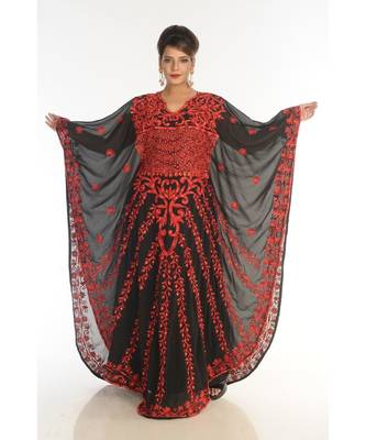 Black Georgette Embroidered Zari_Work Islamic-Kaftans 1