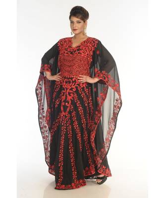 Black Georgette Embroidered Zari_Work Islamic-Kaftans 3