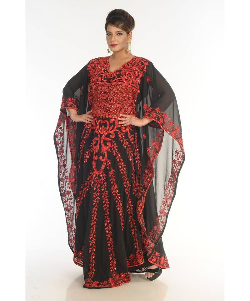 Black Georgette Embroidered Zari_Work Islamic-Kaftans