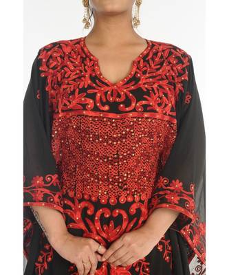 Black Georgette Embroidered Zari_Work Islamic-Kaftans 4