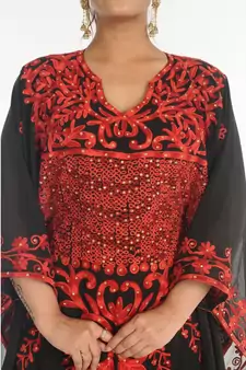 Black Georgette Embroidered Zari_Work Islamic-Kaftans
