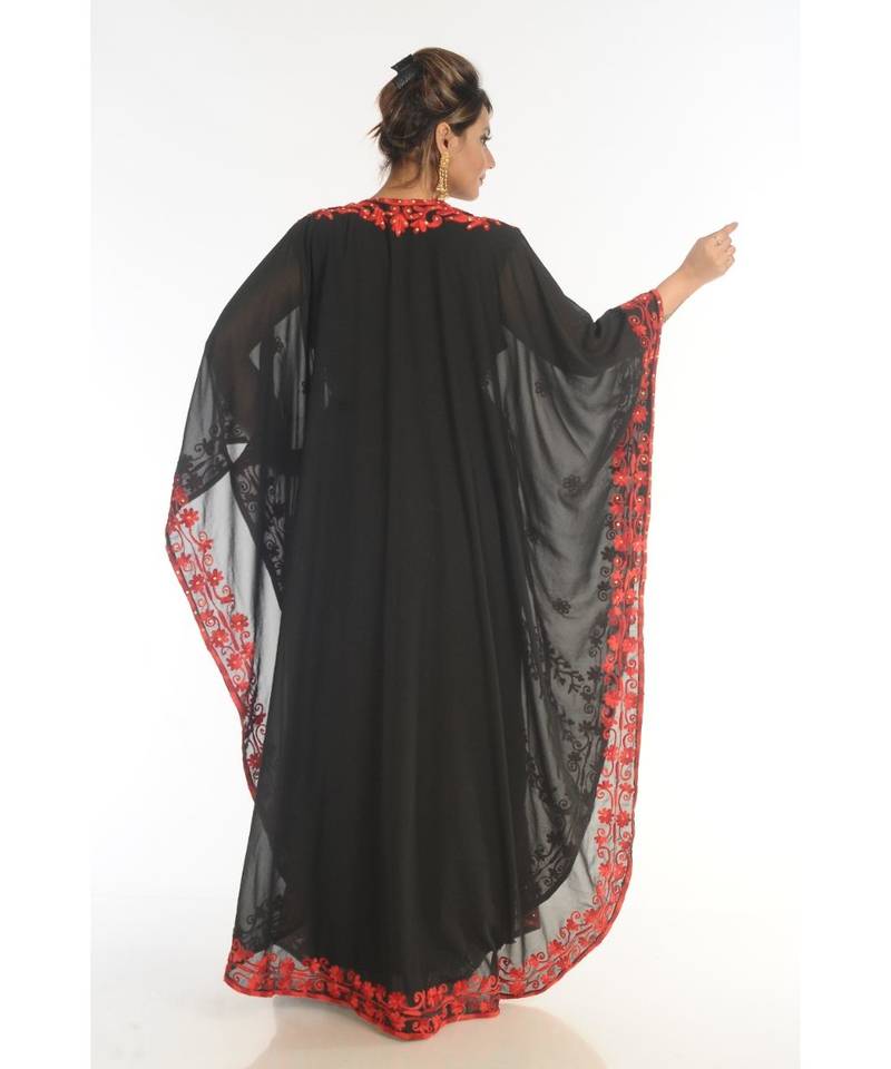Black Georgette Embroidered Zari_Work Islamic-Kaftans