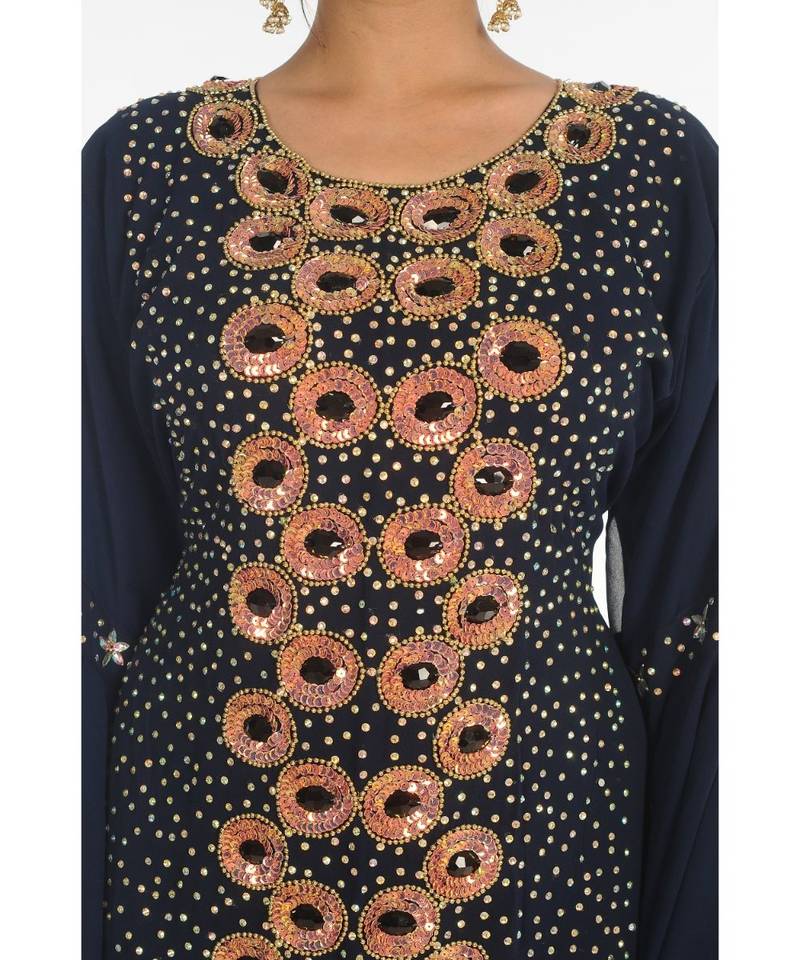 Black Georgette Embroidered Zari_Work Islamic-Kaftans