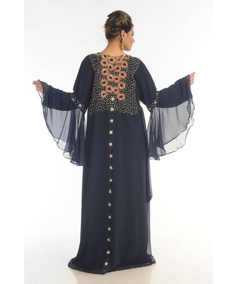 Black Georgette Embroidered Zari_Work Islamic-Kaftans