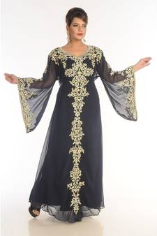 Black Georgette Embroidered Zari_Work Islamic-Kaftans