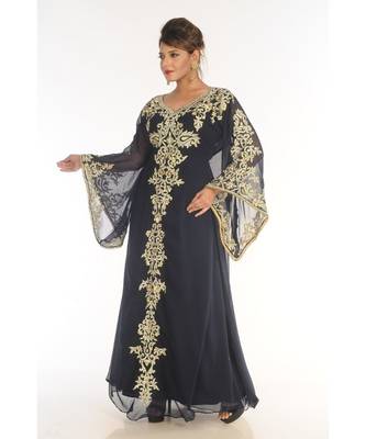 Black Georgette Embroidered Zari_Work Islamic-Kaftans 3