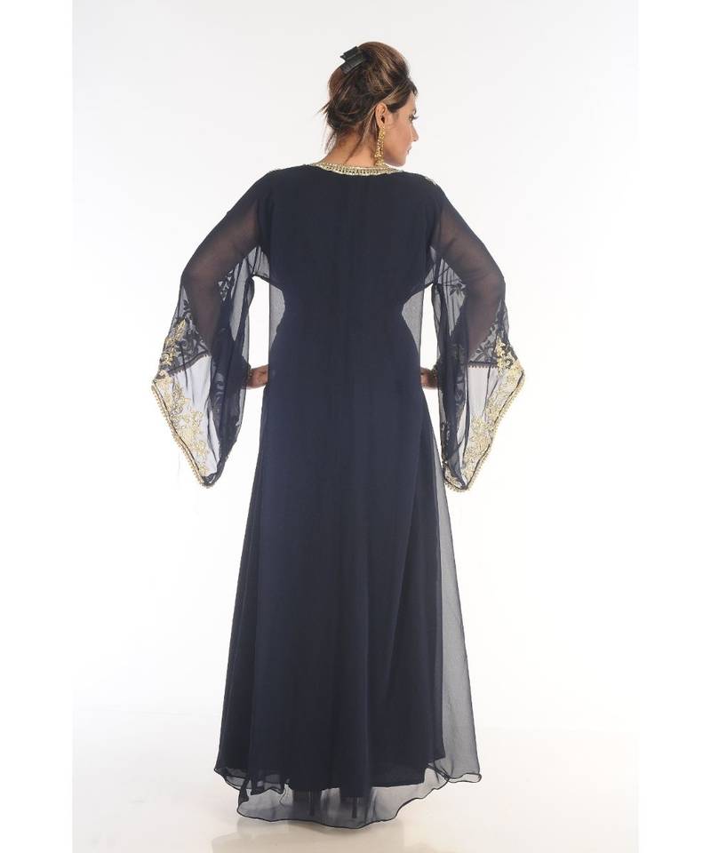 Black Georgette Embroidered Zari_Work Islamic-Kaftans