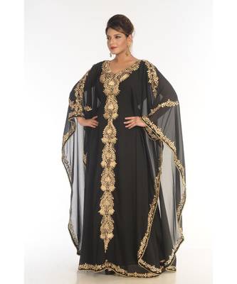 Black Georgette Embroidered Zari_Work Islamic-Kaftans 3