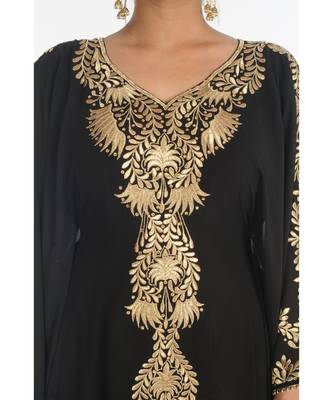 Black Georgette Embroidered Zari_Work Islamic-Kaftans 4