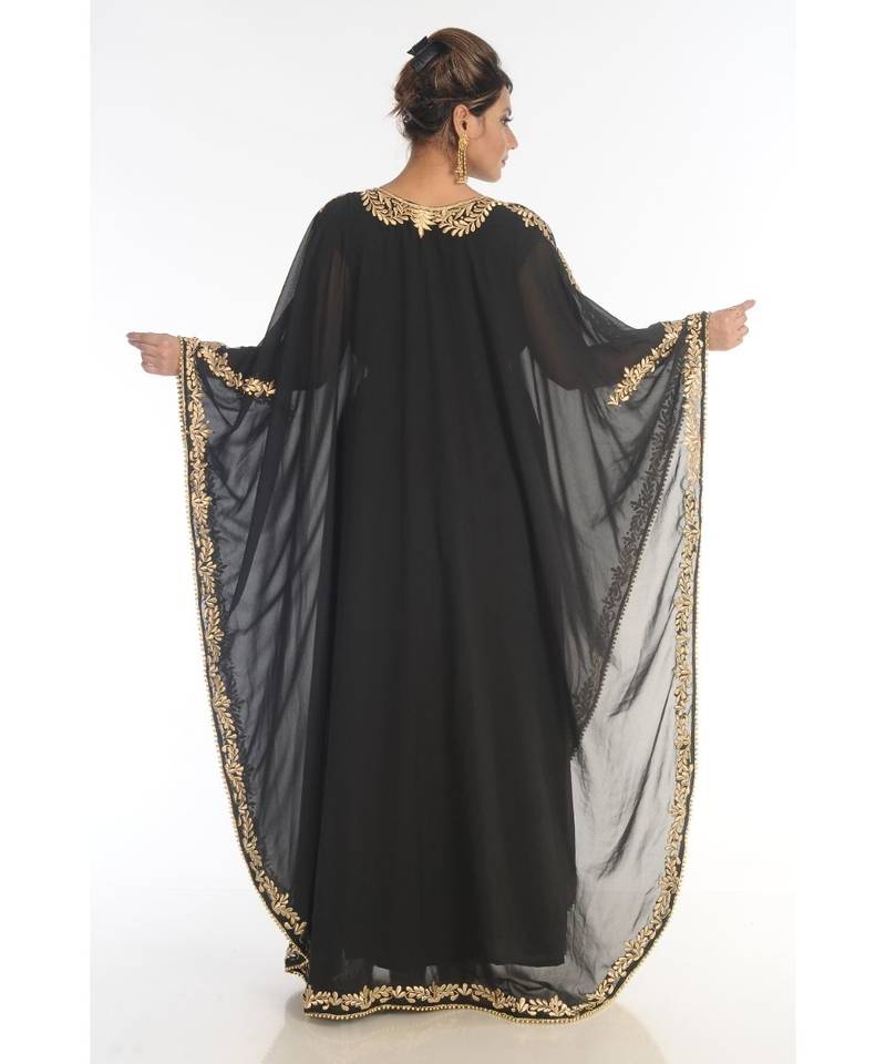 Black Georgette Embroidered Zari_Work Islamic-Kaftans