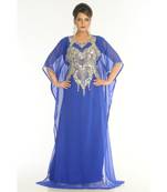 Blue Georgette Embroidered Zari_Work Islamic-Kaftans
