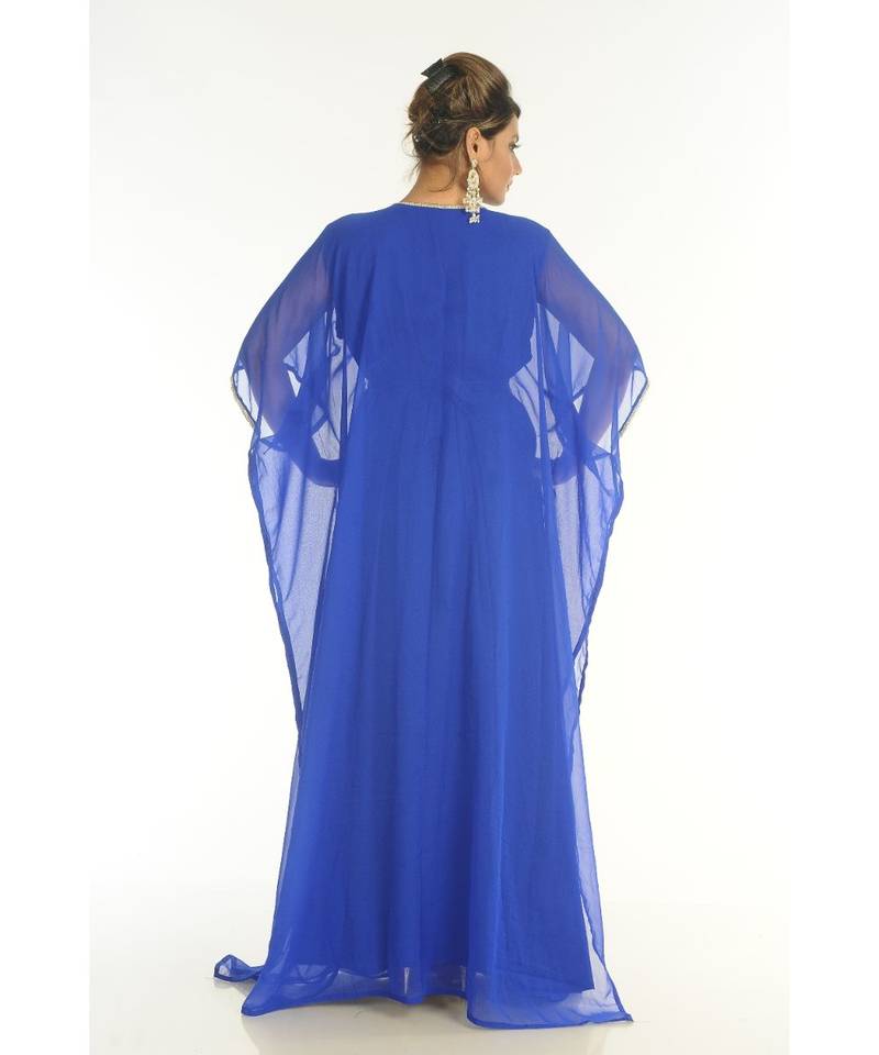 Blue Georgette Embroidered Zari_Work Islamic-Kaftans
