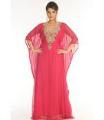 Pink Georgette Embroidered Zari_Work Islamic-Kaftans