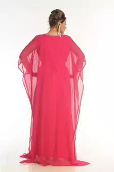 Pink Georgette Embroidered Zari_Work Islamic-Kaftans