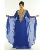 Blue Georgette Embroidered Zari_Work Islamic-Kaftans