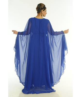 Blue Georgette Embroidered Zari_Work Islamic-Kaftans 5