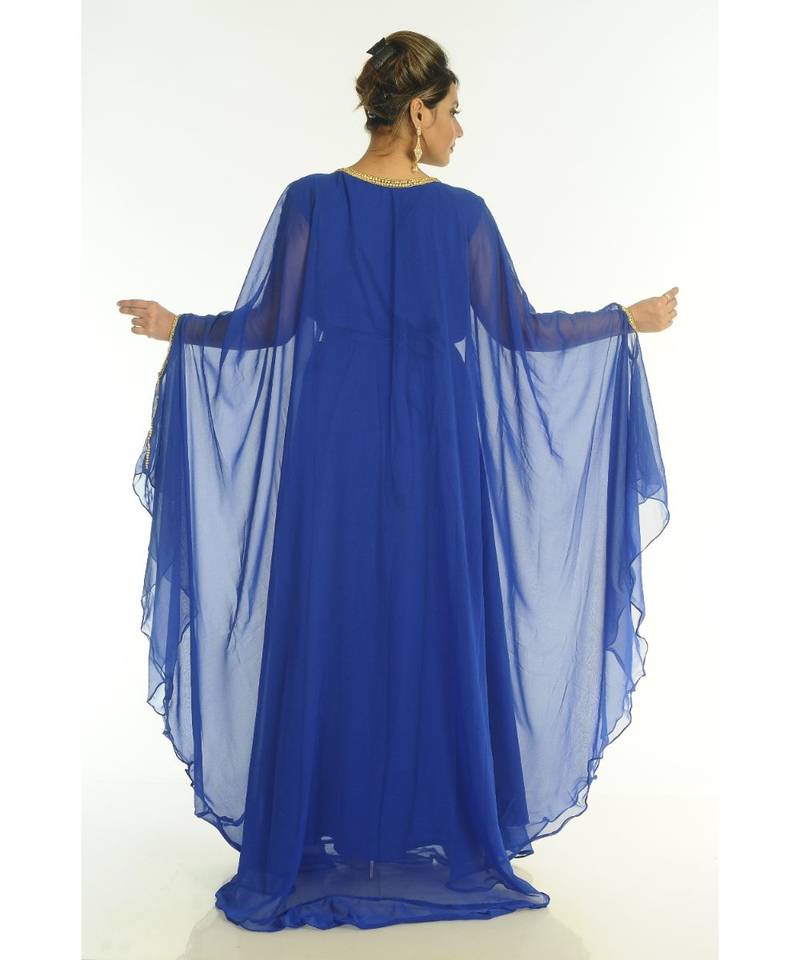 Blue Georgette Embroidered Zari_Work Islamic-Kaftans