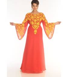 Red Georgette Embroidered Zari_Work Islamic-Kaftans