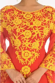 Red Georgette Embroidered Zari_Work Islamic-Kaftans