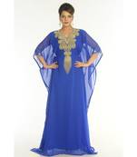 Blue Georgette Embroidered Zari_Work Islamic-Kaftans