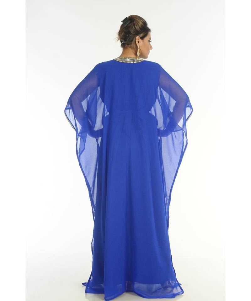 Blue Georgette Embroidered Zari_Work Islamic-Kaftans