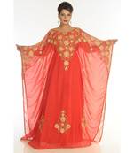 Red Georgette Embroidered Zari_Work Islamic-Kaftans